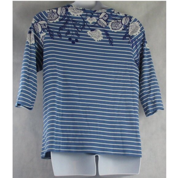 Style & Co Women's Plus Size 3/4 Sleeve Knit Top, Blue Striped Floral, 3X - Picture 2 of 6